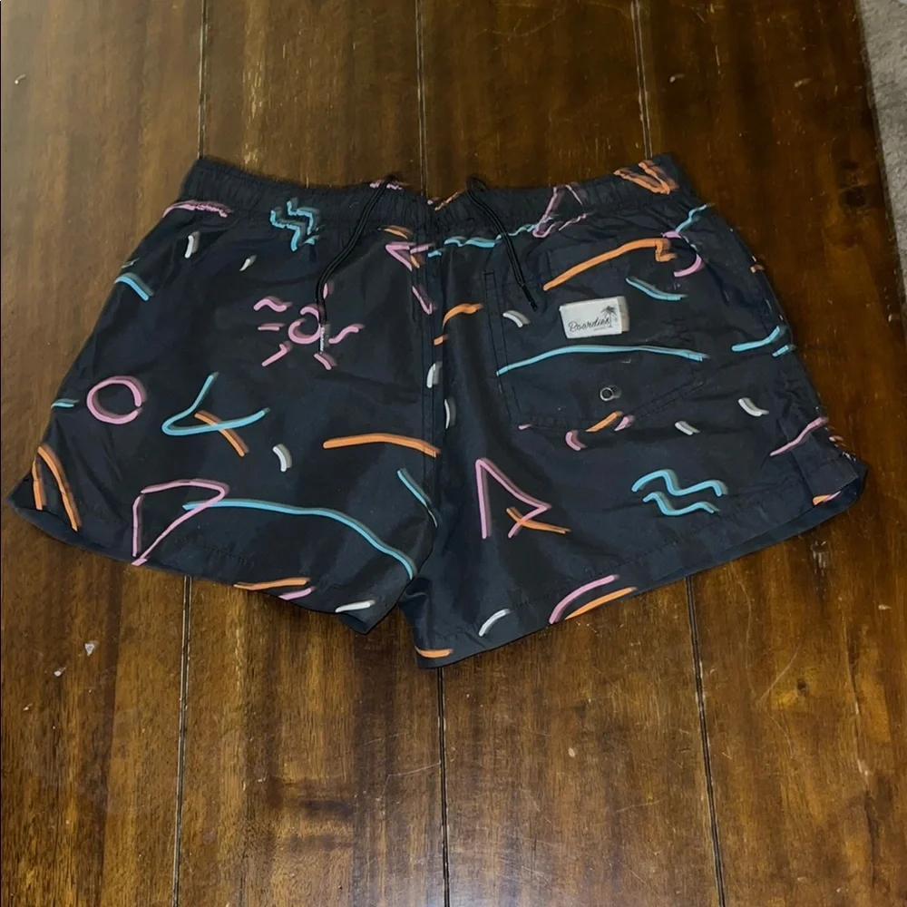 Boardies Black Swim Shorts‎ with Abstract Design
